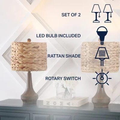 Jonathan Y Theodore Table Lamp In Brown Wood Finish