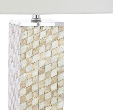 Jonathan Y Daniel 30.5" Seashell/crystal Led Table Lamp, Cream In Cream