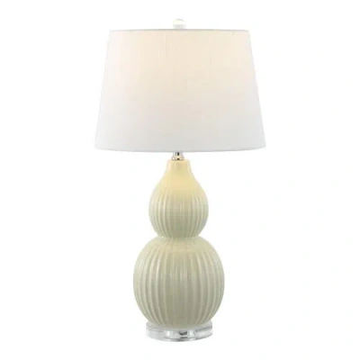 Jonathan Y Thatcher 28.25" Contemporary Transitional Ceramic Led Table Lamp In Light Olive