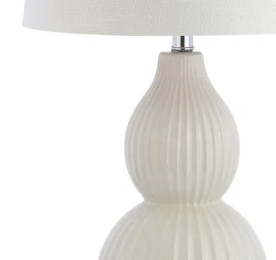 Jonathan Y Thatcher 28.25" Contemporary Transitional Ceramic Led Table Lamp In Cream