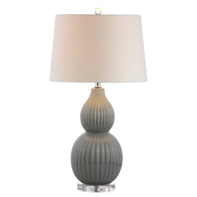 Jonathan Y Thatcher 28.25" Contemporary Transitional Ceramic Led Table Lamp In Gray