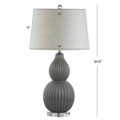 Jonathan Y Thatcher 28.25" Contemporary Transitional Ceramic Led Table Lamp In Gray