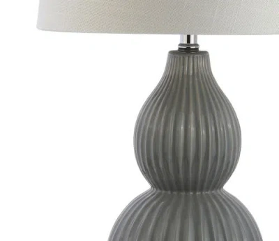 Jonathan Y Thatcher 28.25" Contemporary Transitional Ceramic Led Table Lamp In Gray