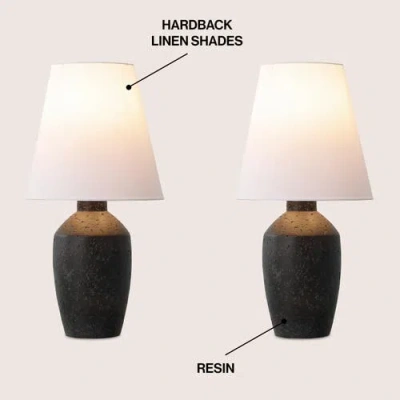 Jonathan Y Xander 19.5" Minimalist Scandinavian Concrete Effect Resin/iron Ginger Jar Led Table Lamp In Matte Black
