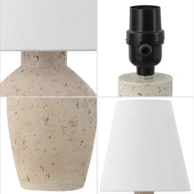 Jonathan Y Xander 19.5" Minimalist Scandinavian Concrete Effect Resin/iron Ginger Jar Led Table Lamp In Matte Cream