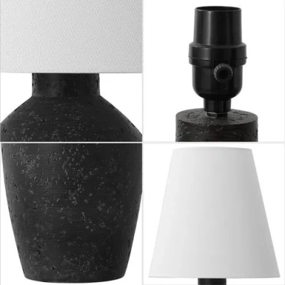 Jonathan Y Xander 19.5" Minimalist Scandinavian Concrete Effect Resin/iron Ginger Jar Led Table Lamp In Matte Black