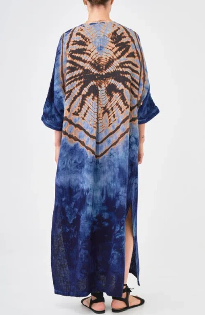 Ocean + Main Ocean+main Gauze Arc Seam Caftan In Blue