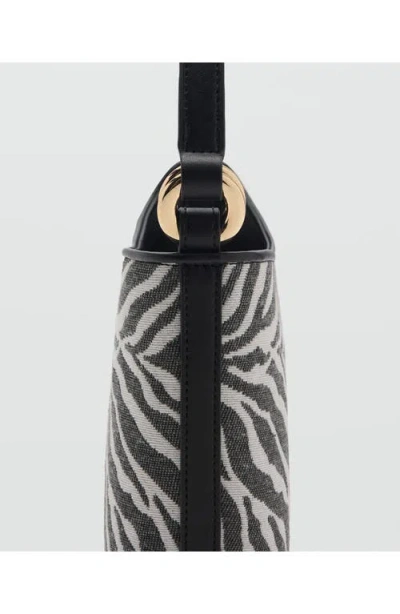 Mango Large Zebra-print Bucket Bag Black In Black