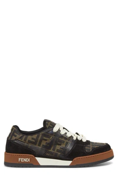 Fendi Match Ff Jacquard Low-top Sneakers In Brown