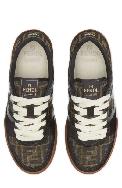 Fendi Match Ff Jacquard Low-top Sneakers In Brown