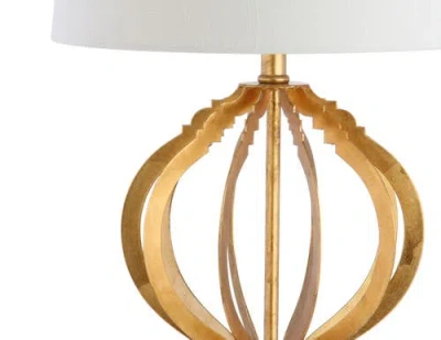Jonathan Y Sebastian 28.5" Metal Trellis Led Table Lamp In Gold Leaf
