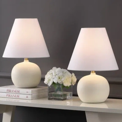 Jonathan Y Asher 18.25" Minimalist Scandinavian Resin/iron Gourd Led Table Lamp In Matte Cream