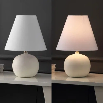 Jonathan Y Asher 18.25" Minimalist Scandinavian Resin/iron Gourd Led Table Lamp In Matte Cream