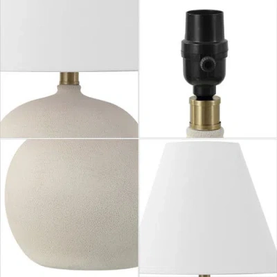 Jonathan Y Asher 18.25" Minimalist Scandinavian Resin/iron Gourd Led Table Lamp In Matte Cream