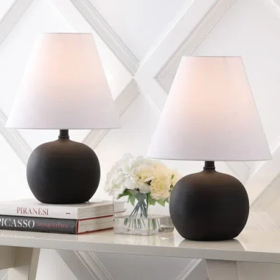Jonathan Y Asher 18.25" Minimalist Scandinavian Resin/iron Gourd Led Table Lamp In Matte Black