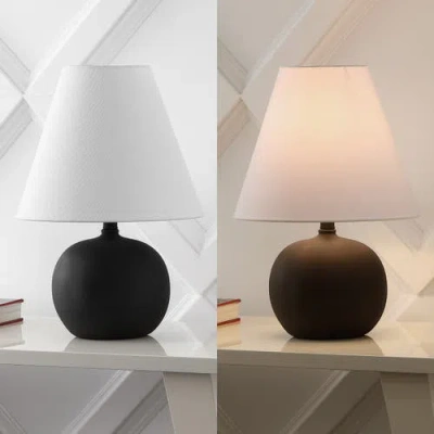 Jonathan Y Asher 18.25" Minimalist Scandinavian Resin/iron Gourd Led Table Lamp In Matte Black