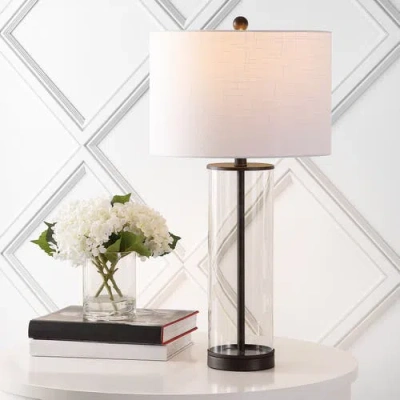 Jonathan Y Collins Glass Led Table Lamp In Oil Rubbed Bronze/clear
