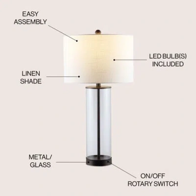 Jonathan Y Collins Glass Led Table Lamp In Oil Rubbed Bronze/clear