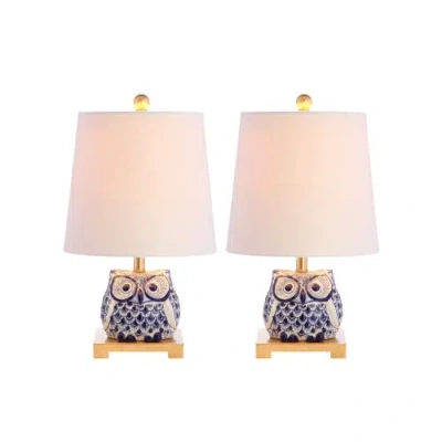 Jonathan Y Justina Ceramic Mini Table Lamp, Set Of 2 In Blue/white