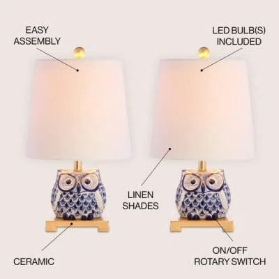Jonathan Y Justina Ceramic Mini Table Lamp, Set Of 2 In Blue/white