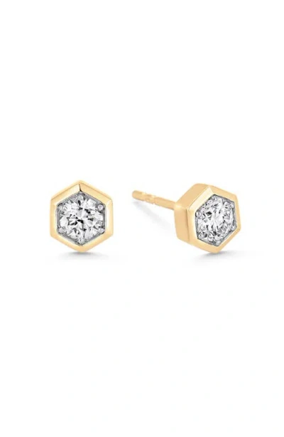 Sara Weinstock 18k Yellow Gold Honeycomb Diamond Stud Earrings In Yellow Gold/diamond