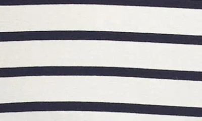 Karen Kane Stripe Boatneck Cotton Blend Top In Cream/navy