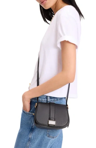 Kate Spade Nouveau Textured Mini Saddle Bag In Black