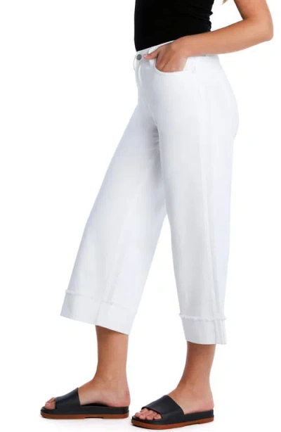 Hint Of Blu Cuffed Ankle Wide Leg Jeans In White