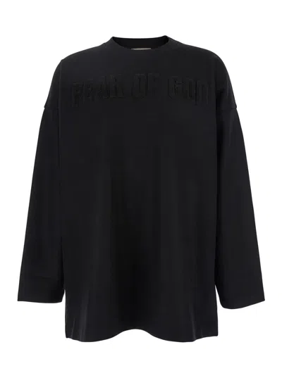 Fear Of God Logo Patch Long Sleeve Tee In Black