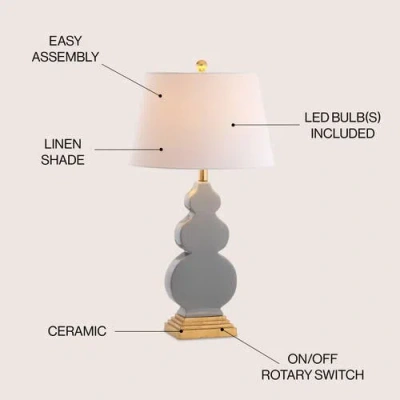 Jonathan Y Carter 29" Ceramic/resin Led Table Lamp In Gray/gold
