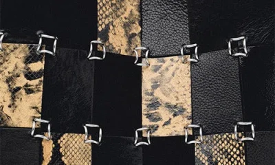 Mango Patchwork Leather Shoulder Bag In Black