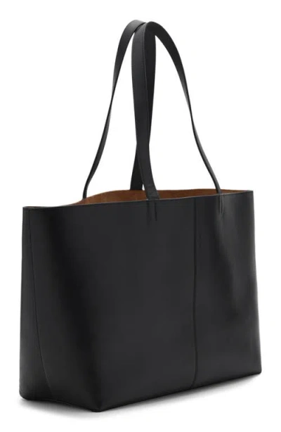 Mango Leather Shopper Bag In Black