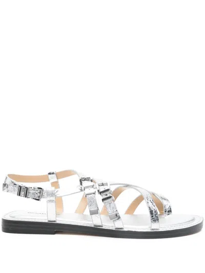 Michael Kors Darrington Leather Sandals In Silver