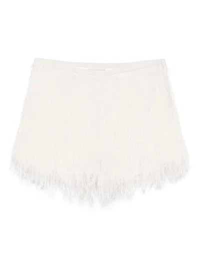 Rame Fringed Shorts In Bianco