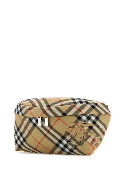 Burberry Men's Check Belt Bag In Beige