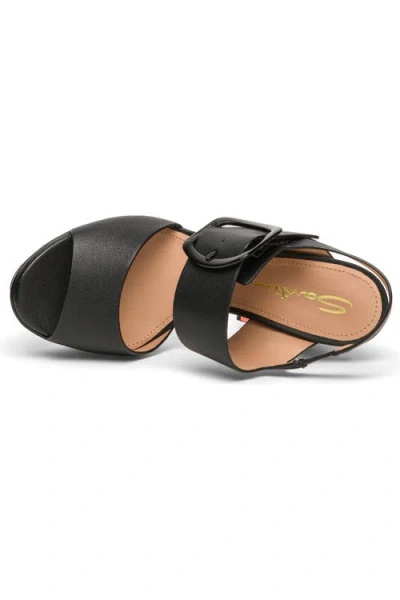 Santoni Bruxel Leather Buckle Platform Sandals In Black