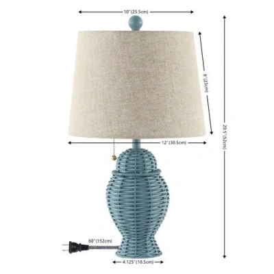 Jonathan Y Margie Wicker 20.5" Bohemian Rustic Iron Led Table Lamp In Blue