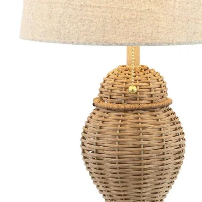 Jonathan Y Margie Wicker 20.5" Bohemian Rustic Iron Led Table Lamp In Natural