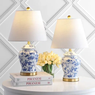 Jonathan Y Penelope 22in Chinoiserie Led Table Lamp In Blue/white
