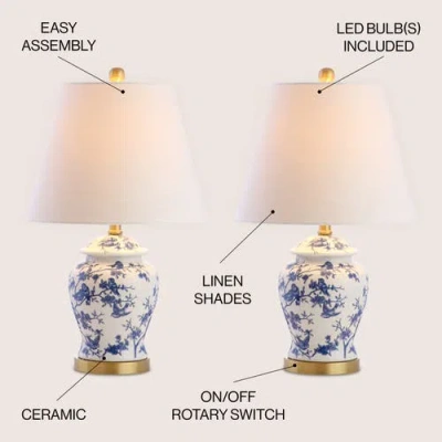 Jonathan Y Penelope 22in Chinoiserie Led Table Lamp In Blue/white