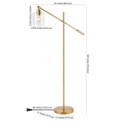 Jonathan Y Kathryn Classic Glass Adjustable Head Modern Led Floor Lamp In Brass Gold