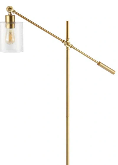 Jonathan Y Kathryn Classic Glass Adjustable Head Modern Led Floor Lamp In Brass Gold