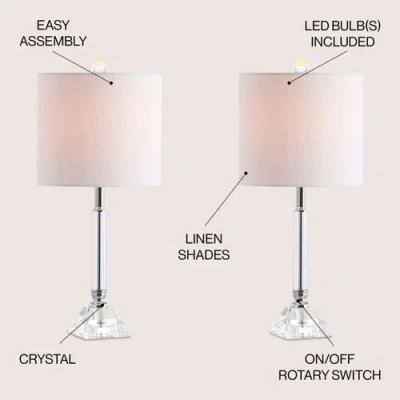 Jonathan Y Designs Dana 19.5in Crystal Column/metal Led Table Lamp In Clear