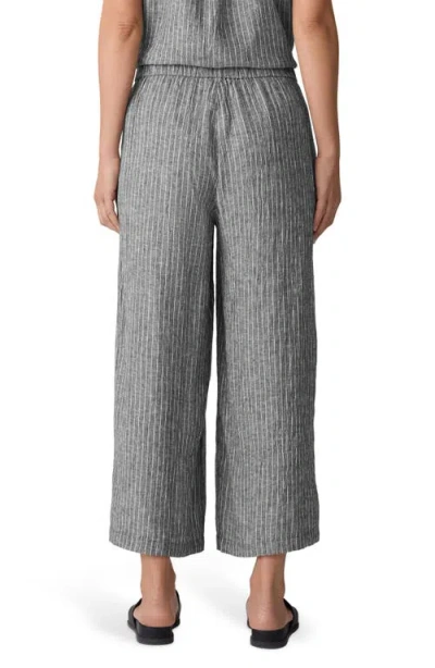 Eileen Fisher Washed Organic Linen Delave Wide Trouser Pant In Gray