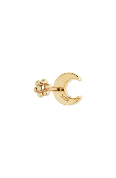 Maria Tash Diamond Moon Threaded Stud Earring In Gold