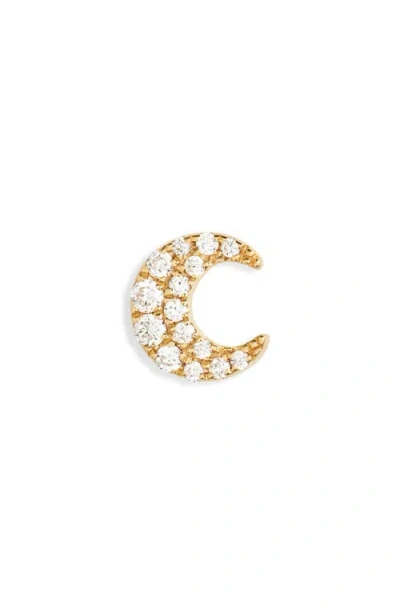 Maria Tash Diamond Moon Threaded Stud Earring In Gold