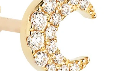 Maria Tash Diamond Moon Threaded Stud Earring In Gold