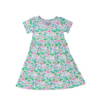 Flap Happy Girl's Playtime Upf 50+ Laya Short Sleeve Tee Dress In Lotus & Lillies