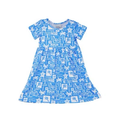 Flap Happy Girl's Playtime Upf 50+ Laya Short Sleeve Tee Dress In Seaside Palms