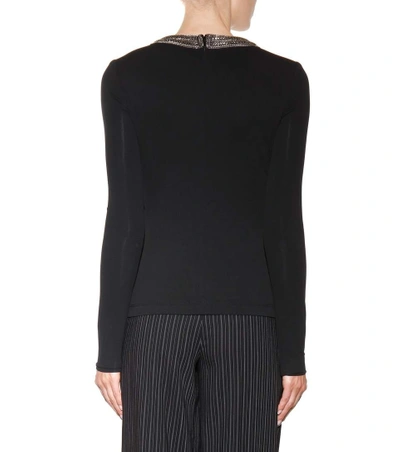 Shop Ralph Lauren Janine Embellished Crêpe Blouse In Black